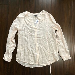 Ann Taylor Striped Split Neck blouse